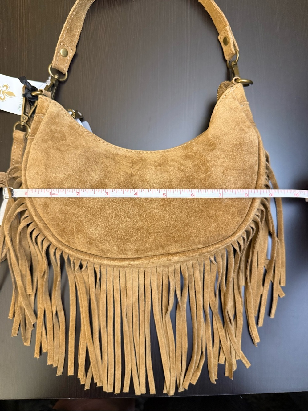 Marlon Genuine Leather Suede Fringe Shoulder-Crossbody Bag Made in Italy NWT - Picture 10 of 11